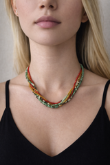 Nava Zahavi Coral, Citrine, Serpentine and Chrysoprase Necklace
