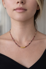 Nava Zahavi Yellow Gold Pink Tourmaline Slice Necklace