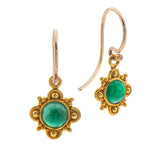 Nava Zahavi Tiny 18K Yellow Gold Round Decorated Emerald Earrings