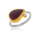 Nava Zahavi Yellow Gold Diamond Garnet Ring