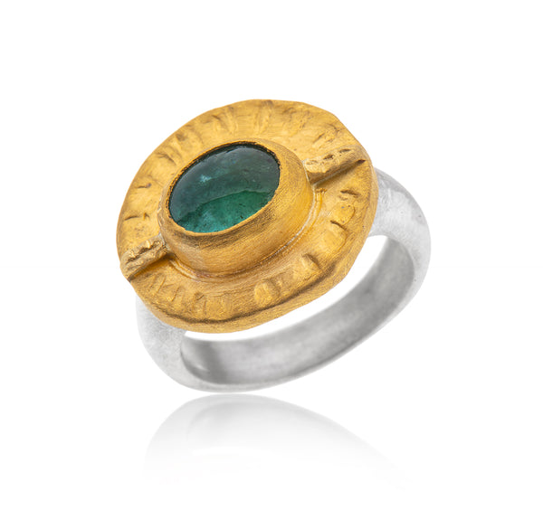 Nava Zahavi Yellow Gold Green Tourmaline Ring