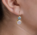 Nava Zahavi Yellow Gold Blue Topaz and Moonstone Earrings
