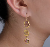 Nava Zahavi Yellow Gold Triple Tourmaline Earrings