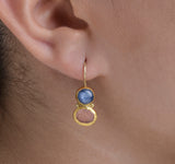 Nava Zahavi Yellow Gold Kyanite and Sunstone Earrings