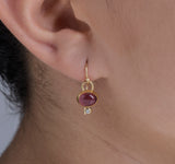 Nava Zahavi Yellow Gold Garnet and Diamond Earrings