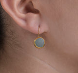 Nava Zahavi Yellow Gold Round Hand polished Aquamarine Earrings