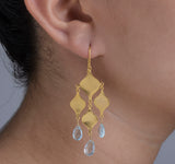 Nava Zahavi 14K Yellow Gold Chandelier Earrings with Aquamarine Drops