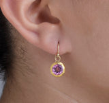 Nava Zahavi Yellow Gold Pink Topaz Round Earrings