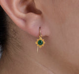 Nava Zahavi Tiny 18K Yellow Gold Round Decorated Emerald Earrings