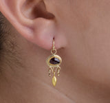 Nava Zahavi Garnet Yellow Gold Dangling Earrings