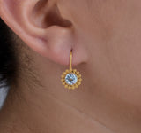 Nava Zahavi Yellow Gold Blue Topaz Flower Earrings