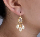 Nava Zahavi Yellow Gold Dangle Pearl Earrings