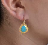 Nava Zahavi Yellow Gold Turquoise Frame Earrings