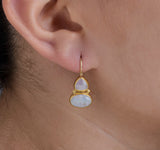 Nava Zahavi Yellow Gold Double Moonstone Earrings