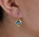 Nava Zahavi Yellow Gold Labradorite and Diamond Earrings