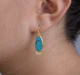 Nava Zahavi Yellow Gold Diamonds Arizona Turquoise Earrings