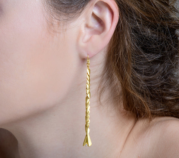 Nava Zahavi Yellow 24K Gold Drop Earrings
