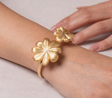 Italian 24K Gold Plated Cuff Bracelet with Large Flowers