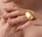 Italian 24K Gold Plated Large Nugget Ring