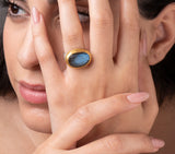 Nava Zahavi Yellow Gold Oval Large Labradorite Ring