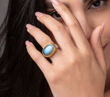 Nava Zahavi Yellow Gold Oval Large Labradorite Ring