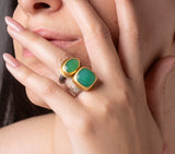 Nava Zahavi Yellow Gold Chrysoprase Planet Ring
