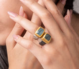 Nava Zahavi Yellow Gold and Silver Aquarius Ring