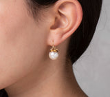 Nava Zahavi Yellow Gold Pearl and Diamonds Dome Earrings