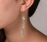 Nava Zahavi Yellow 10K Gold Link Earrings with Aquamarine