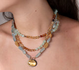 Nava Zahavi Long Citrine, Aquamarine and Hessonite Necklace