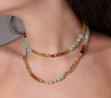 Nava Zahavi Long Citrine, Aquamarine and Hessonite Necklace
