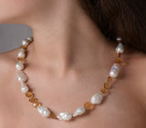 Nava Zahavi Mixed Necklace of Giant Freshwater Pearls and Citrine