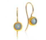 Nava Zahavi Small Yellow Gold Aquamarine Earrings