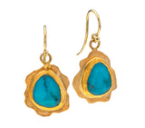 Nava Zahavi Yellow Gold Turquoise Frame Earrings