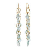 Nava Zahavi Yellow 10K Gold Link Earrings with Aquamarine
