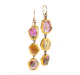 Nava Zahavi Yellow Gold Triple Tourmaline Earrings