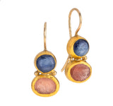 Nava Zahavi Yellow Gold Kyanite and Sunstone Earrings