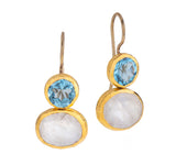 Nava Zahavi Yellow Gold Blue Topaz and Moonstone Earrings