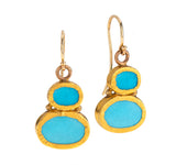 Nava Zahavi Yellow Gold Double Turquoise Earrings