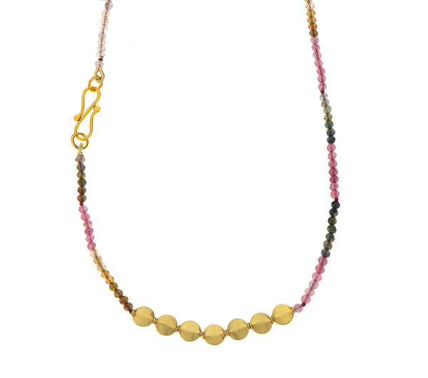 Nava Zahavi Multi Color Tourmaline 18K Yellow Gold Necklace