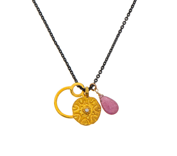 Nava Zahavi Yellow Gold Elements, Diamond and Sapphire Necklace