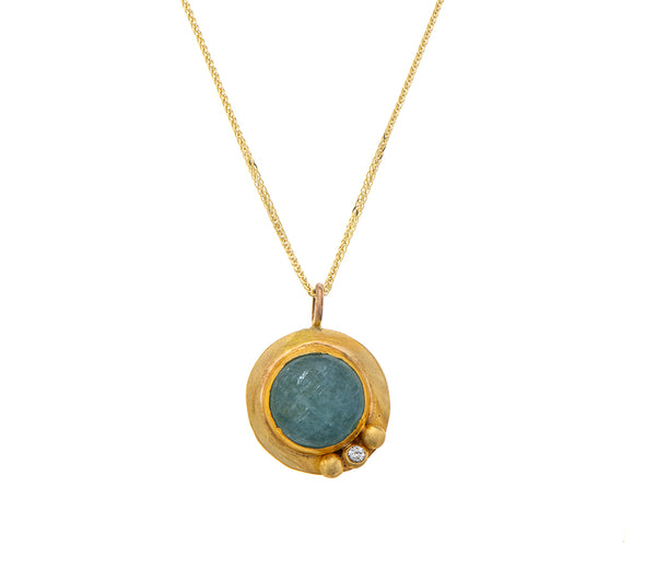 Nava Zahavi Yellow Gold Aquamarine and Diamond Necklace