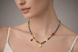 Nava Zahavi Yellow Gold Mixed Gems Necklace with 18K Gold Pendant