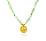 Nava Zahavi 22k Solid Prehnite Necklace with 22K Gold Diamond Pendant
