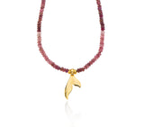 Nava Zahavi Yellow Gold Pink Sapphire Necklace with 14K Gold Tail Pendant