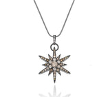 Nava Zahavi Large White 14K Gold Necklace Star Diamonds Pendant