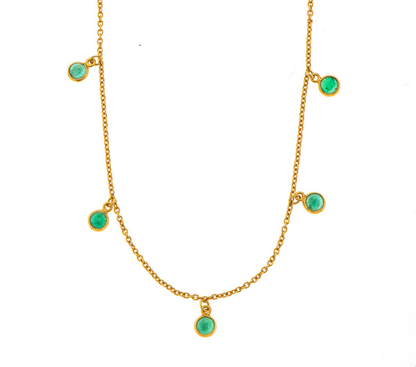 Nava Zahavi Yellow Gold and Emeralds Delicate Necklace