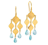 Nava Zahavi 14K Yellow Gold Chandelier Earrings with Aquamarine Drops