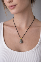 Nava Zahavi Silver Diamonds Bell and Spinel Necklace