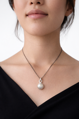 Nava Zahavi Sterling Silver Chain Half-Sphere Diamond Pendant